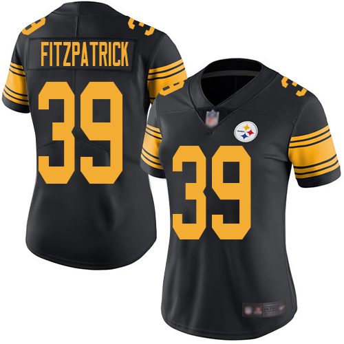 Women Pittsburgh Steelers Football #39 Limited Black Minkah Fitzpatrick Rush Vapor Untouchable Nike NFL Jersey